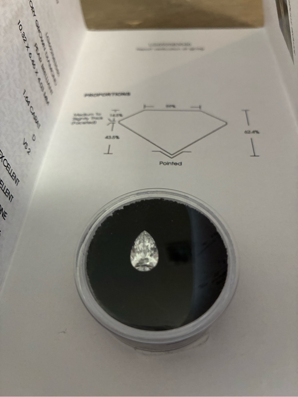 1.64 Ct IGI Certified Lab grown Pear Diamond